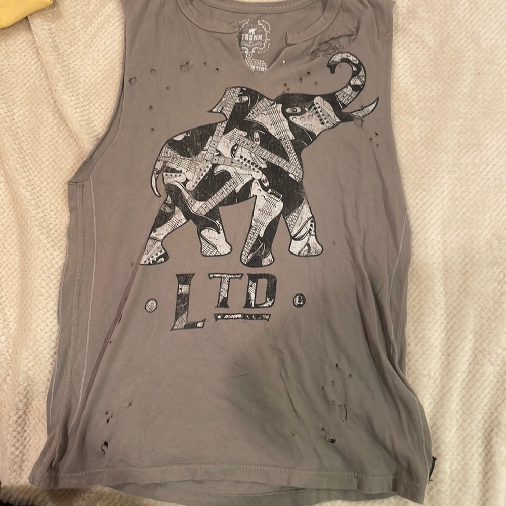 Olivie “LTD” Elephant Music band tank. Distressed perfect condition SMALL